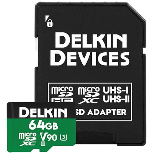 Delkin Devices 64GB Power MicroSD UHS-II (V90) - 300MB/s Read, 250MB/s Write, for 8K, 4K, 3D, HDR, and 360 Video Recording | High-Performance for Cameras