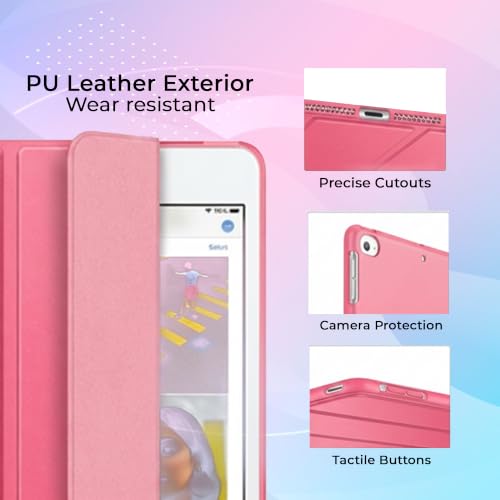 Image of MOCA Case for 7.9 inch inch iPad mini 5 / Mini 4 iPad mini A2133 A2124 A2126 A2125 A1538 A1550 Translucent Back Stand Flip Cover case (Water Melon)