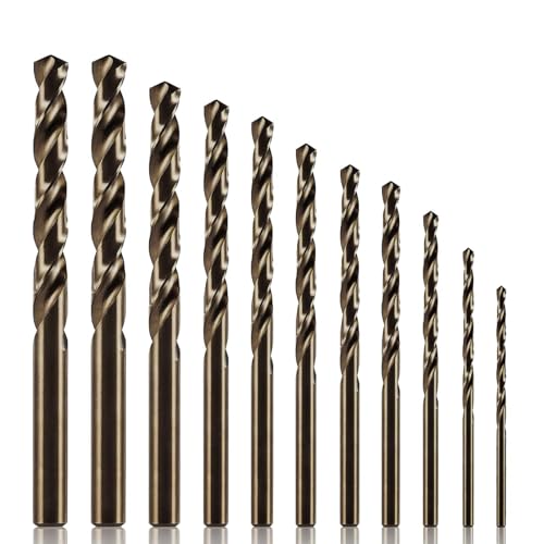 Runihorn Metallbohrer Set HSS-E Cobalt Pro 11-teilig, Bohrer Set 1-6mm, 0,5mm Schritte, HSS Bohrer, Cobalt Bohrer Set, für Edelstahl, Stahl, Eisen usw