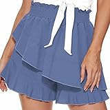 AMDOLE Falda de ballet para niñas, falda corta europea y americana, falda cruzada para playa, casual, elegante, pantalones cortos de cintura alta, falda de cama completa con esquinas divididas, azul,