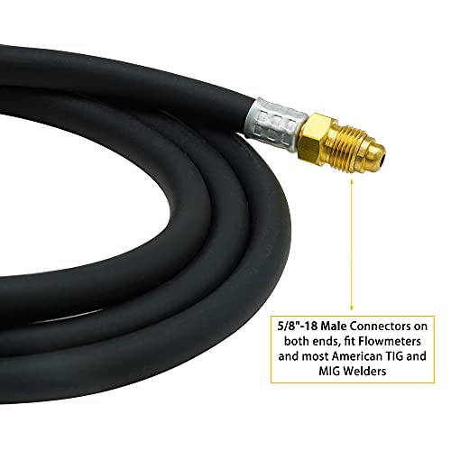 Oyhbo Inert Gas Welding Hose 30Ft - Argon Flow Meter Regulator Adapter Hose - Mig Tig, 5/8" Unf-18Rh Fittings #TOP2