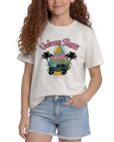 Image of Volcom Girls Shirts - Casual Crewneck Short Sleeve Graphic Tee Trendy Tops - Breathable Girls Summer Clothes