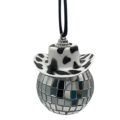 Coche de bola de discoteca,Bonito colgante de espejo retrovisor con sombrero de - Accesorios de suspensión de espejo de automóvil, decoración de de bolso para mujer