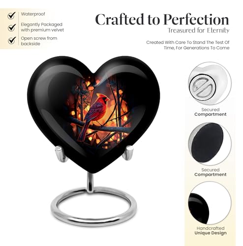 Image of Cardinal Bird Urn Large Burial Urn for Ashes Adult Male 1 Large & 4 Small | Decorative Urns for Funeral, Keepsake Urns for Female, Adult Size Urns