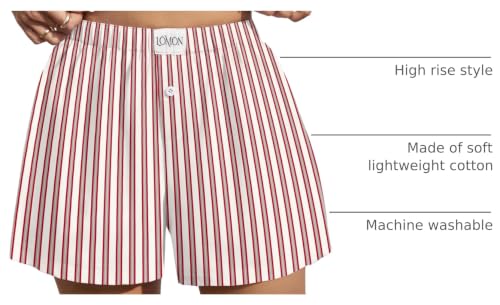 Image of LOMON Womens Boxer Shorts Casual Summer 2026 Pajama Lounge Sleep Pj Gingham Plaid Shorts Y2K Beach Bottoms