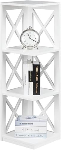 Miniatura 4 de Home Square Juego de estantería esquinera de madera con 3 estantes en color blanco (juego de 2)