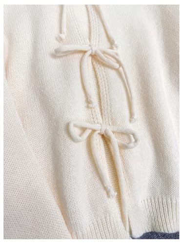 GORGLITTER Women's Tie Front Cropped Cardigan Long Sleeve Lightweight Oversized Knit Sweater Old Money Tops4