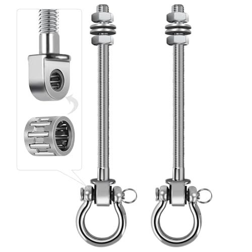 FoiiLiio 2 Piezas Pernos Soporte Anclaje de Techo 23.5cm Ganchos para Columpio M10, con Rodamiento Acero Inoxidable Soporte Saco Boxeo Pared para Vigas de Madera, Hamacas, Yoga, 675 kg