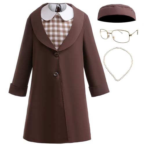 Coolproud American Historical Figures Rosa Parks Costume includes coat dress glasses hat and necklace 11-12 Years