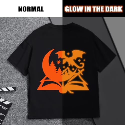 Image of HTVVETUR Glow in The Dark HTV Heat Transfer Vinyl Roll 12 Inch by 20 Feet Iron on DIY for T-Shirt PU Stretch Elastic HTV Vinyl (Dark in Glow Orange, 20FT)