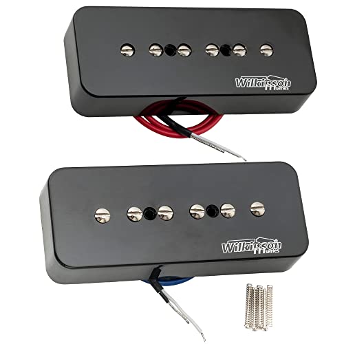 Wilkinson WO90 Ceramic P90 Soapbar Pickup Single Coil Neck Bridge Pickups Set for Les Paul SG Electric Guitar, Black