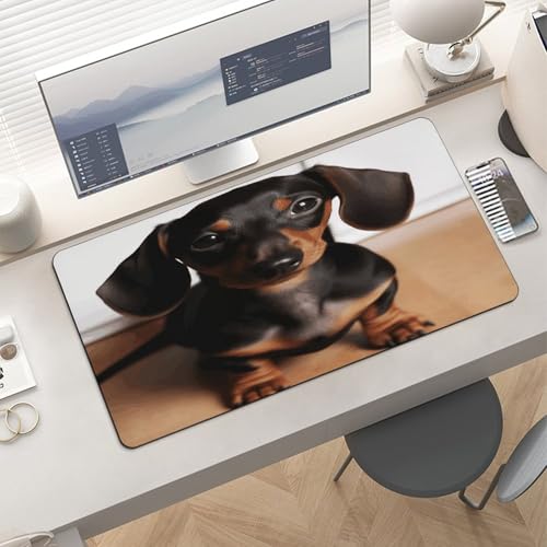 Cute Wiener Sausage Dog Desk Pad Large 12" X 24" miniatura 6