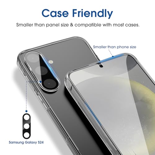 Image of amFilm Auto-Alignment OneTouch for Samsung Galaxy S24 6.2 inch Screen Protector + Camera Lens Protector,Tempered Glass,30 Seconds Installation, Case Friendly , Bubble Free , Anti-Scratch [2+2 Pack]