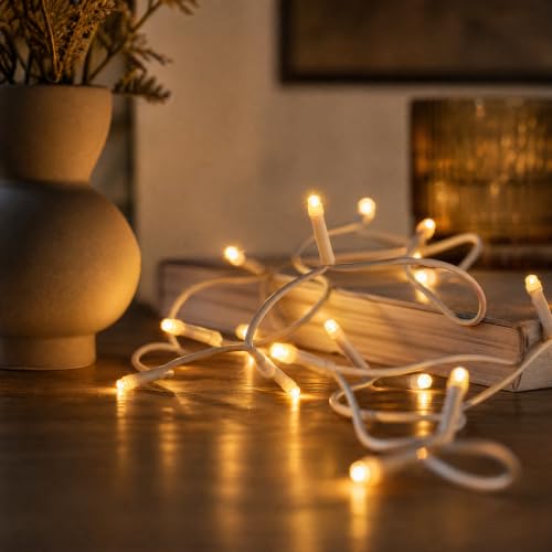 hellum Lichterkette innen Mini LED 20 LEDs warmweiß 2 85 m beleuchtete Länge weißes Kabel Lichterkette mit Stecker für Weihnachtsbaum Fenster und Tischdeko <59lm 579116