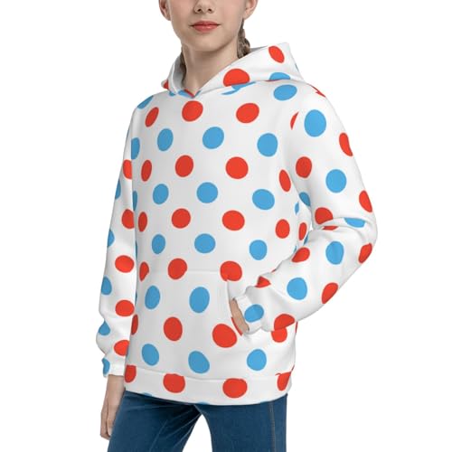 Red Blue Polka Dots Kid Hoodies Boys Sweatshirts Girls Pullover with Pocket2