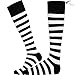 Mysocks Unisex Knee High Long Socks Stripe White and Black,4-7