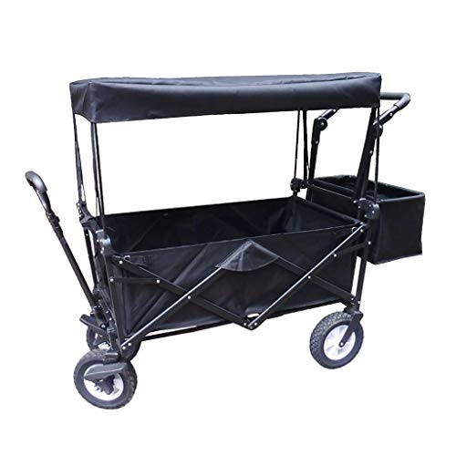 Carritos de Almacenamiento Carrito de jardín Plegable Carrito Resistente con toldo Carrito de Compras multifunción para Acampar al Aire Libre Carretilla de Playa con 4 Ruedas, Carg