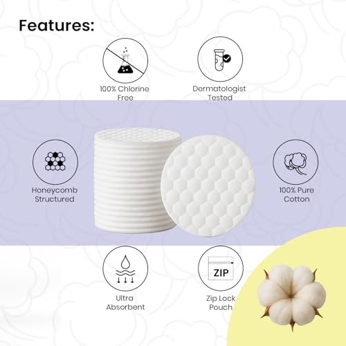 Image of Nevae Premium Cotton Pads for Face (40 pcs) | 100% Pure Cotton | Thick, Ultra Soft & Lint-Free | Double Sided for Makeup Removal, Toner & Skincare | Pack of 2 (20 Pcs each)