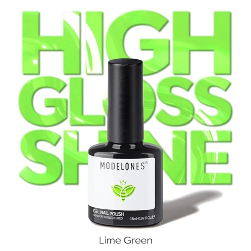 Image of modelones Green Gel Nail Polish Neon Green Gel Polish Lime Summer Nail Poish Soak Off Pastel U V Nail Design Salon DIY Manicure 15 ML