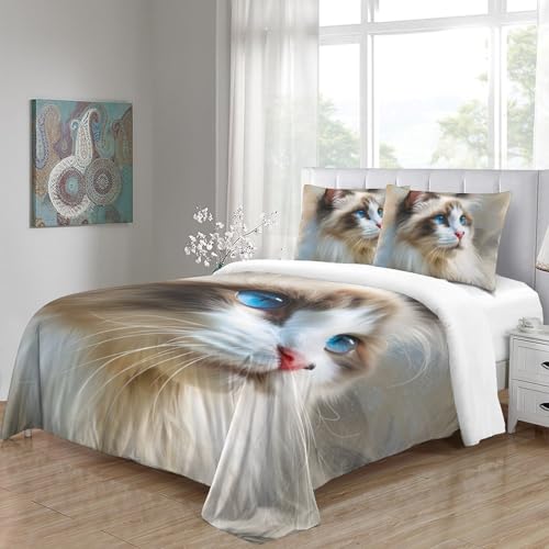 Ensemble de literie chat coloré en microfibre 260x220cm de qualité supérieure - 5