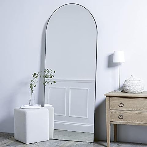 CASSILANDO Full Length Mirror 65"×22" Floor Mirror, Standing Mirror Smooth Arched Top Mirror, Large Arched Mirror, Bedroom Living Room Wall Mirror Cover