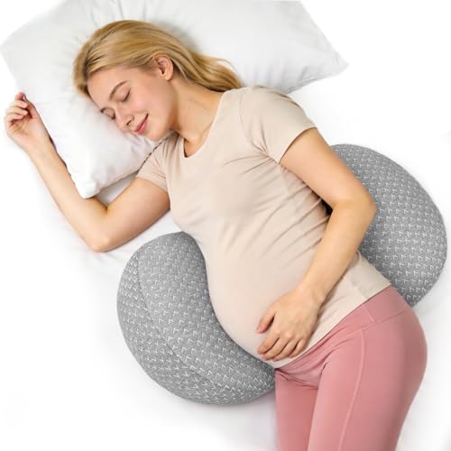cozyyeah Pregnancy Wedge Pillow for Sleeping, Adjustable Maternity Pillow for Side Sleepers, Supports Back, Belly & Hip, Ideal for Pregnant Women, Bamboo Rayon Removable Cover, Grey