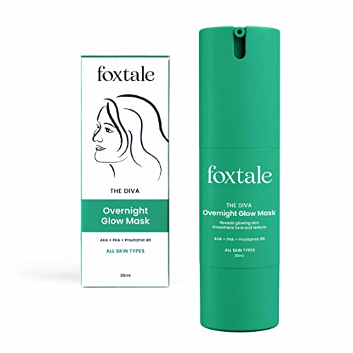 Foxtale The Diva Over Night Glow Mask | 8% AHA, 3% PHA & Provitamin B5 | 30 Second Facial for Salon like Brightening | Clear, Smooth & Soft Skin | Men & Women- 30ml