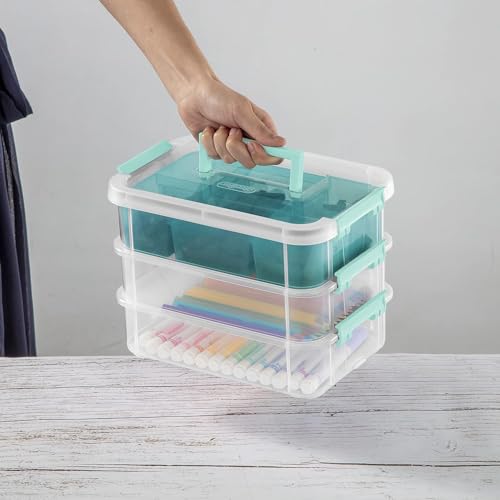 Image of KESI 4-Tiers Stackable Plastic Storage Containers - Portable Boxes for Arts & Crafts Supplies, Jewelry Making
