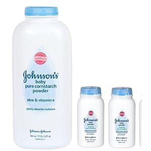Johnson’s Pure Cornstarch Baby Powder 15 Oz + Johnson’s Pure Corstarch Travel Size 1.5 Oz, 2 pk