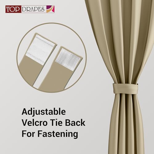 Image of Blackout Window Curtain with Tie Back 6 feet 1 Pcs | Room Darkening, Thermal Insulated, Noise Reducing Heavy Polyester Solid Curtain (Dark Beige Colour)
