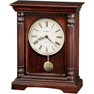 Howard Miller Lewiston Mantel Clock II 549-727 – Hampton Cherry Finish, Vintage Home Decor, Brass Finished Pendulum, Quartz, Dual-Chime Movement, Volume Control