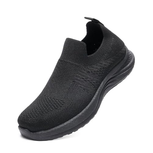 JOMIX Sneakers Damen Slip On Schuhe Walkingschuhe für Nurse Outdoor Walkingschuhe Bequem Leichte Atmungsaktive Sportschuhe Ohne Schnürsenkel Mesh Turnschuhe Gym Freizeitschuhe (Blak,39)