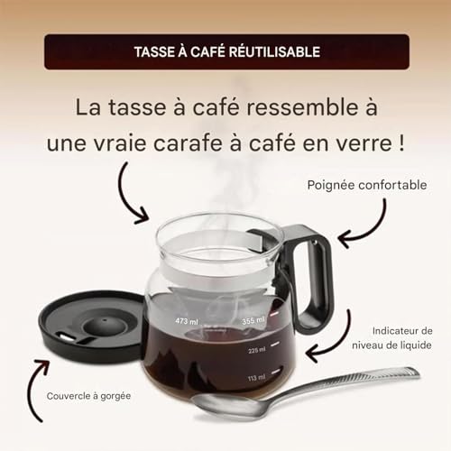 Taza cafetera de cristal con asa para evitar quemaduras y salpicaduras 8