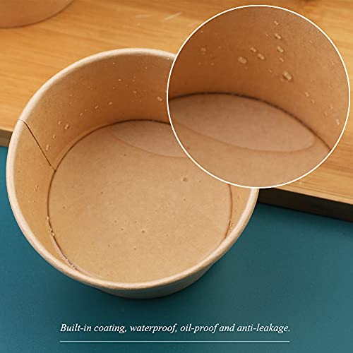 8Oz 50 Pack Paper Soup Containers With Lids, Disposable Kraft Food Cups, Soup Cups Paper Ice Cream Cups, Dessert Cups,Yogurt Ice Cream Containers.great For Restaurants, Take Outs, Or To-Go Lunch #TOP4
