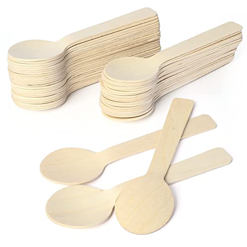 Lotfancy Mini Wooden Spoons, Pack Of 200, 4 Inch Length, Disposable Tasting Sampling Spoons, Biodegradable Compostable Eco-Friendly Birchwood Taster Spoons #TOP20