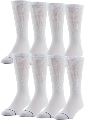 MediPEDS Unisex Adult Crew Socks With Extra Wide Non-binding Top and Cushion, Multipairs