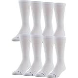 MediPeds unisex-adult Crew Socks With Extra Wide Non-Binding Top and Cushion, Multipairs, White (8-pairs), Shoe Size: Men's 7-12; Women's 10-13