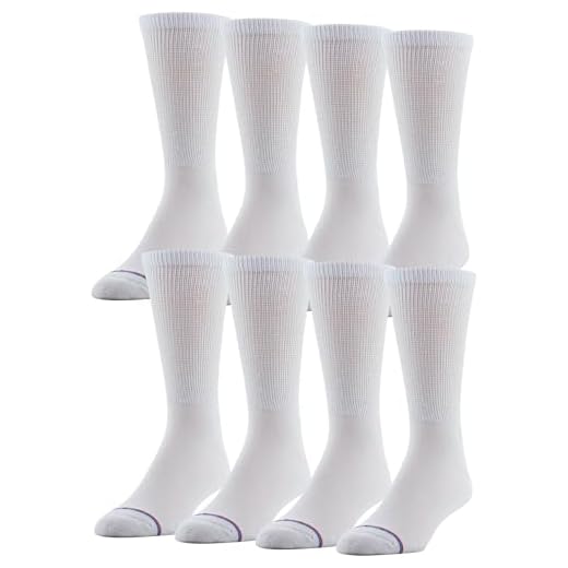 MediPeds mens 8 Pack Diabetic Extra Wide Crew Socks, White, Shoe Size 10-12 US