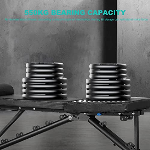 Halterbank Zithulp fitnessapparatuur Multifunctionele bankdrukstoel voor huishoudelijke fitnessapparatuur voor heren 6 niveaus instelbaar, Dragend 1212 pond (Color : Black, Size : 146x55x42 cm) - Image 5