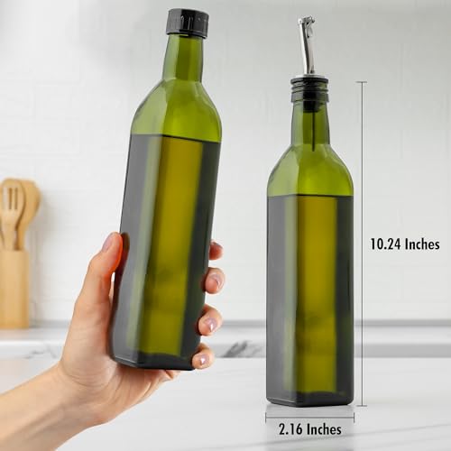 Zulay Olive Oil Dispenser Bottle For Kitchen - Glass Olive Oil Bottle With 2 Spouts, 2 Removable Corks, 2 Caps, & 1 Funnel - Oil Bottle For Kitchen & Storing Liquids