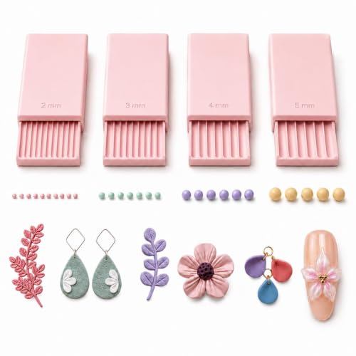 3D Print Clay Gel Ball Maker Tool,Nail Art Bead Roller for 3D Gel Flowers,Polymer Clay Roller 2mm 3mm 4mm 5mm Sphere Shaper Roller Tool for Perfect Round Beads, Earrings & Jewelry Making，Pink