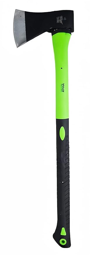 Wulf Premium Heavy Duty Hand Axe with Fiberglass Body Rubberized Handle Wood Cutting Axe, Camping Axe, Safety Axe | Gardening Tools Hatchet Axe kulhaadee (1250gm)