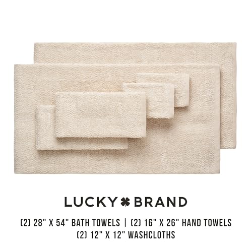 Lucky Brand Luxurious Boucle 6 Piece Bath Towel Set - (2) Bath Towels, (2) Hand Towels, and (2) Washcloths - Birch Beige Premium Bathroom Towel Set by Lucky Brand - Image 3