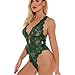 ALISSE Women's Sexy Lingerie One Piece Women Deep V Teddy Floral Lace Bodysuit Fashionable Backless Adjustable Belt Babydoll Naughty Lingerie(Green,3X-Large)