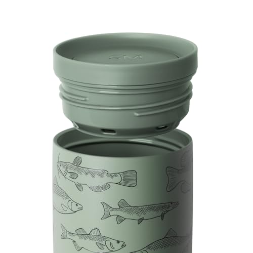 Image of Simple Modern Father's Day Signature Voyager | 16oz Travel Coffee Mug Tumbler with 360 Lid | Gifts for Dad, Him | Ceramic-Lined Insulated Stainless Steel Cold Brew Iced Coffee Cup | Fish On