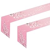 2Pcs Cherry Blossom Theme Table Runner Japanese Seasonal Spring Birthday Party Favors Supplies Table Decorations Table Cloth
