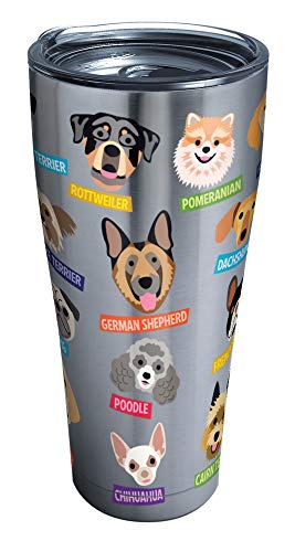 One-Day Sale: Up to 60% Off Tervis Flat Art - Dogs Stainless Steel Tumbler with Clear and Black Hammer Lid 30oz, Silver