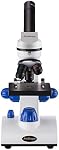 AmScope M162C-2L-PB10-WM-SP14-50P100S 40X-1000X Double LED Ensemble de microscope étudiant léger avec objectif monoculaire en verre optique, cadre tout-métal et kit d'accessoires complets