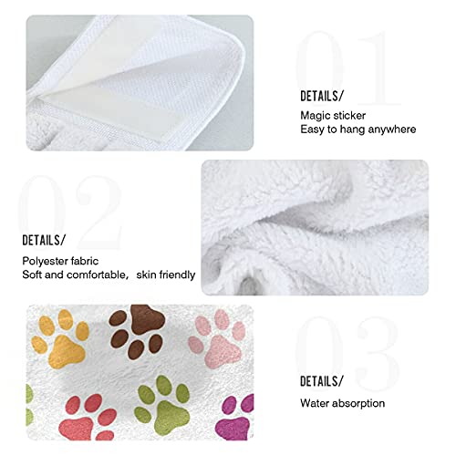 Colorful Dog Paw Hanging Kitchen Towels 2Pcs Animal Foot Print Absorbent Soft Quick Dry Washcloths Dish Towels For Bathroom Home Decor #TOP4