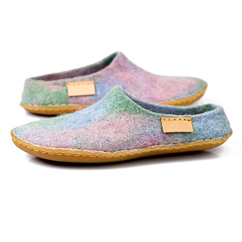Burebure Women’S Slippers Natural Wool With Non Slip Rubber Sole cover